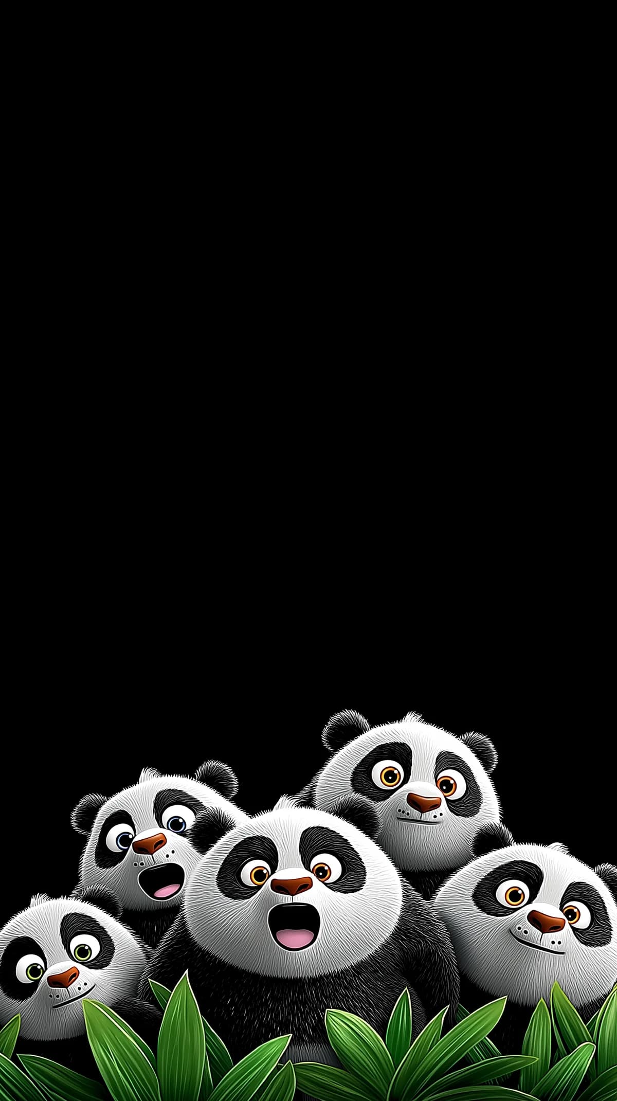 Happy Panda Squad Cute Minimal Dark Phone Wallpaper wallpaper - Panda Wallpapers | Picmaze