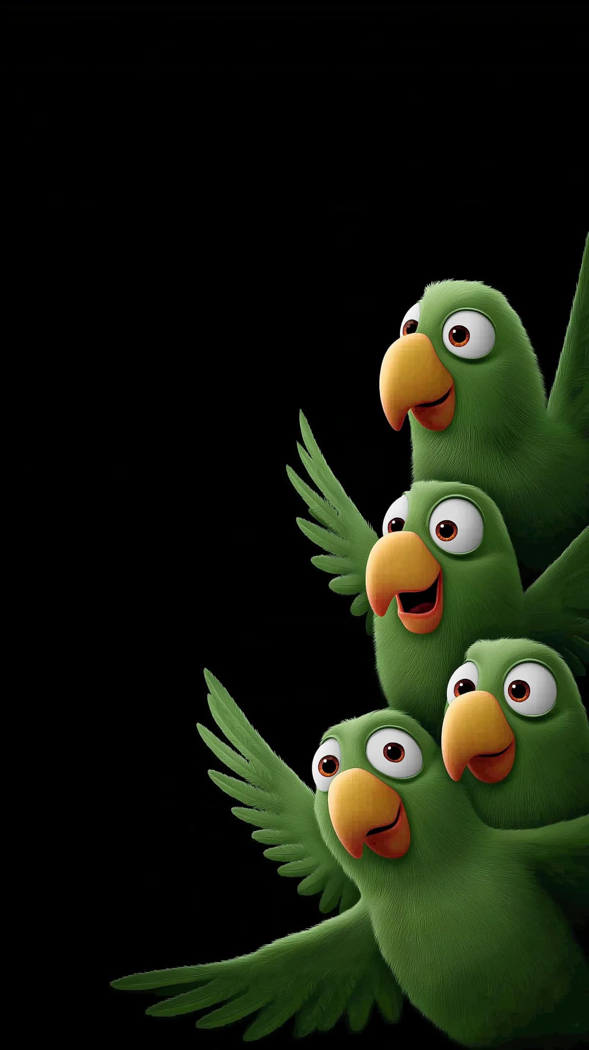 Playful Flying Green Birds Minimal Dark Aesthetic Wallpaper wallpaper - parrots | Picmaze