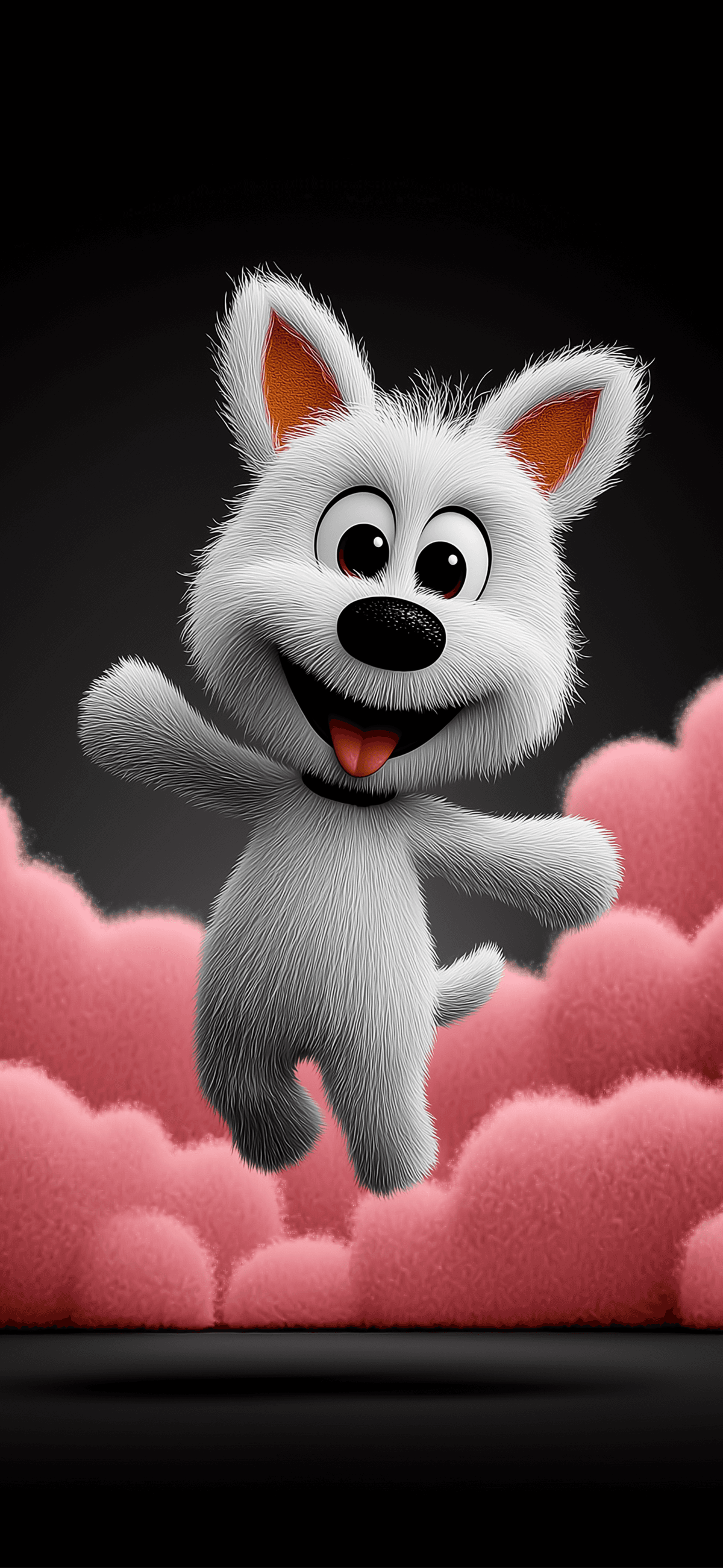 Cute White Puppy Jumping in Pink Clouds 3D Wallpaper 4K wallpaper - ios wallpapers | Picmaze
