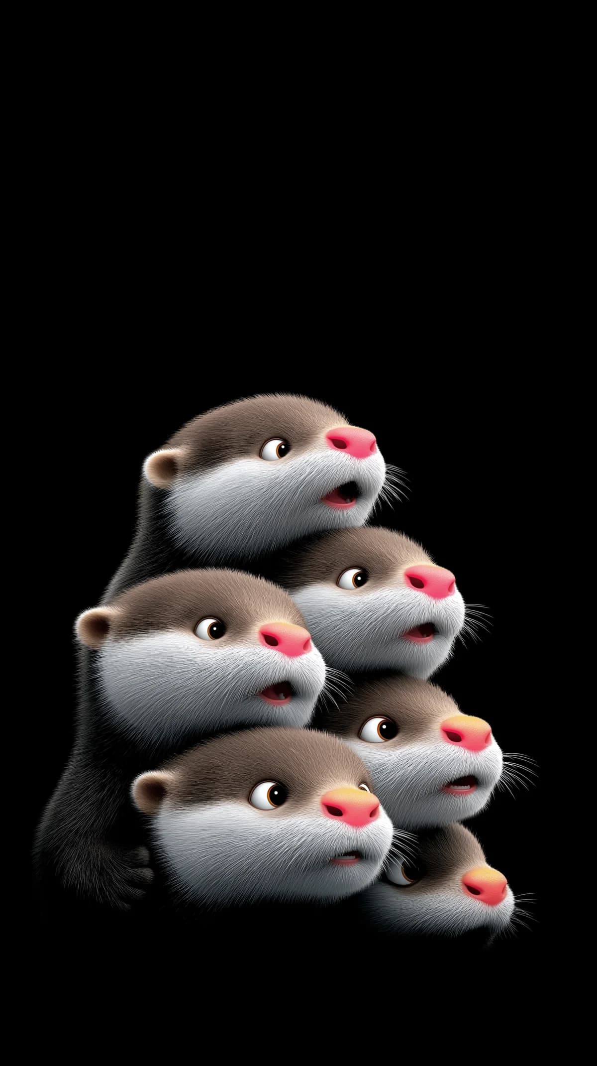 Cute 3D Otter Stack Wallpaper Black Background 4K wallpaper - Otters | Picmaze