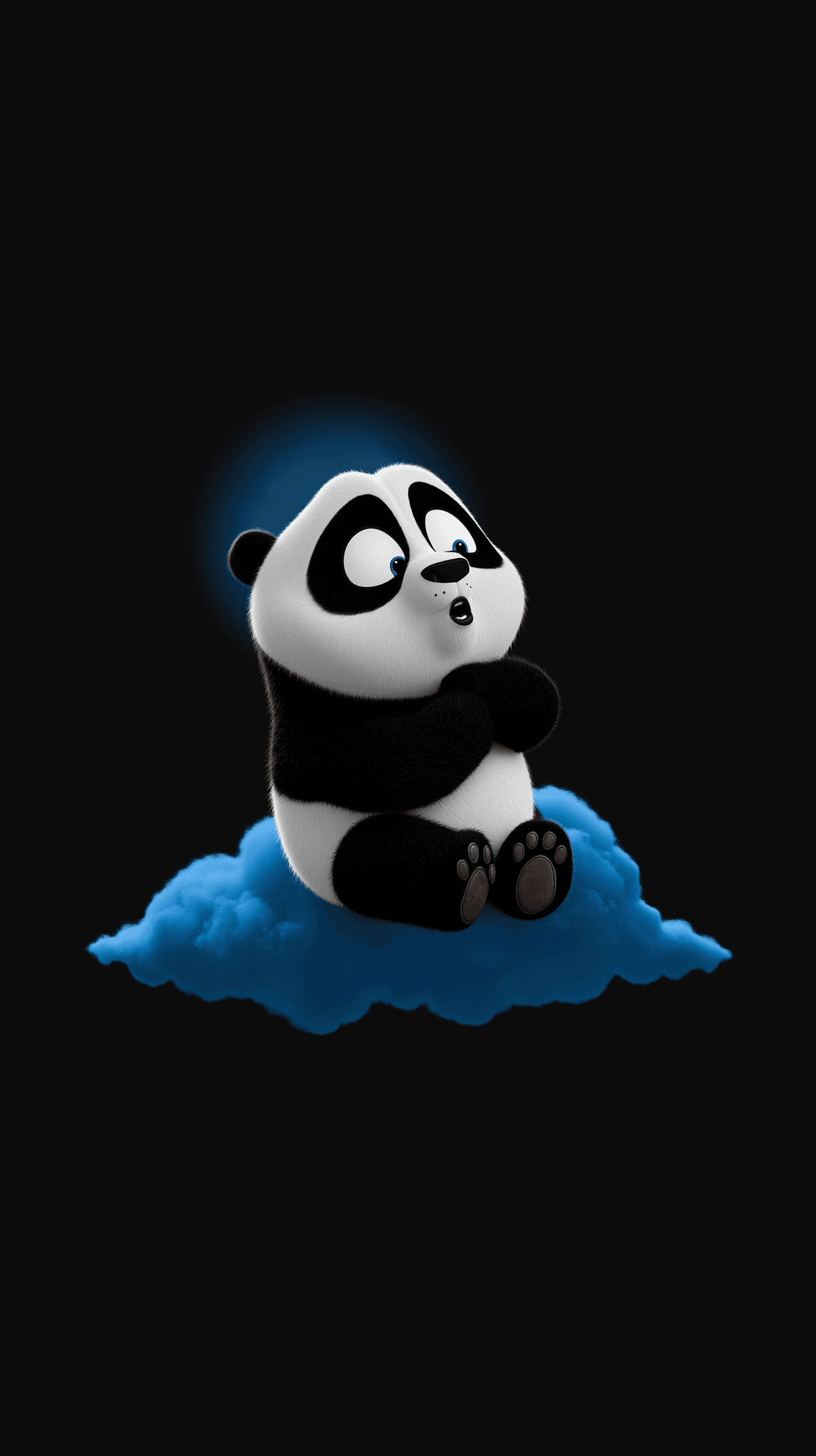 Cute Panda Sitting on Blue Cloud Android Wallpaper – Cartoon Panda Dreamy Minimal Dark Background wallpaper - Panda Wallpapers | Picmaze