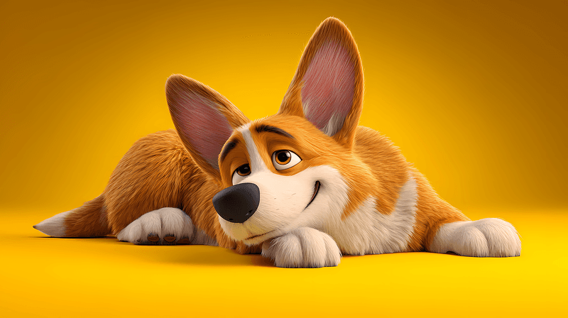 Relaxed Corgi Puppy Desktop Wallpaper – Cute Cartoon Dog Yellow Background 4K - pc wallpapers desktop Wallpaper | Picmaze