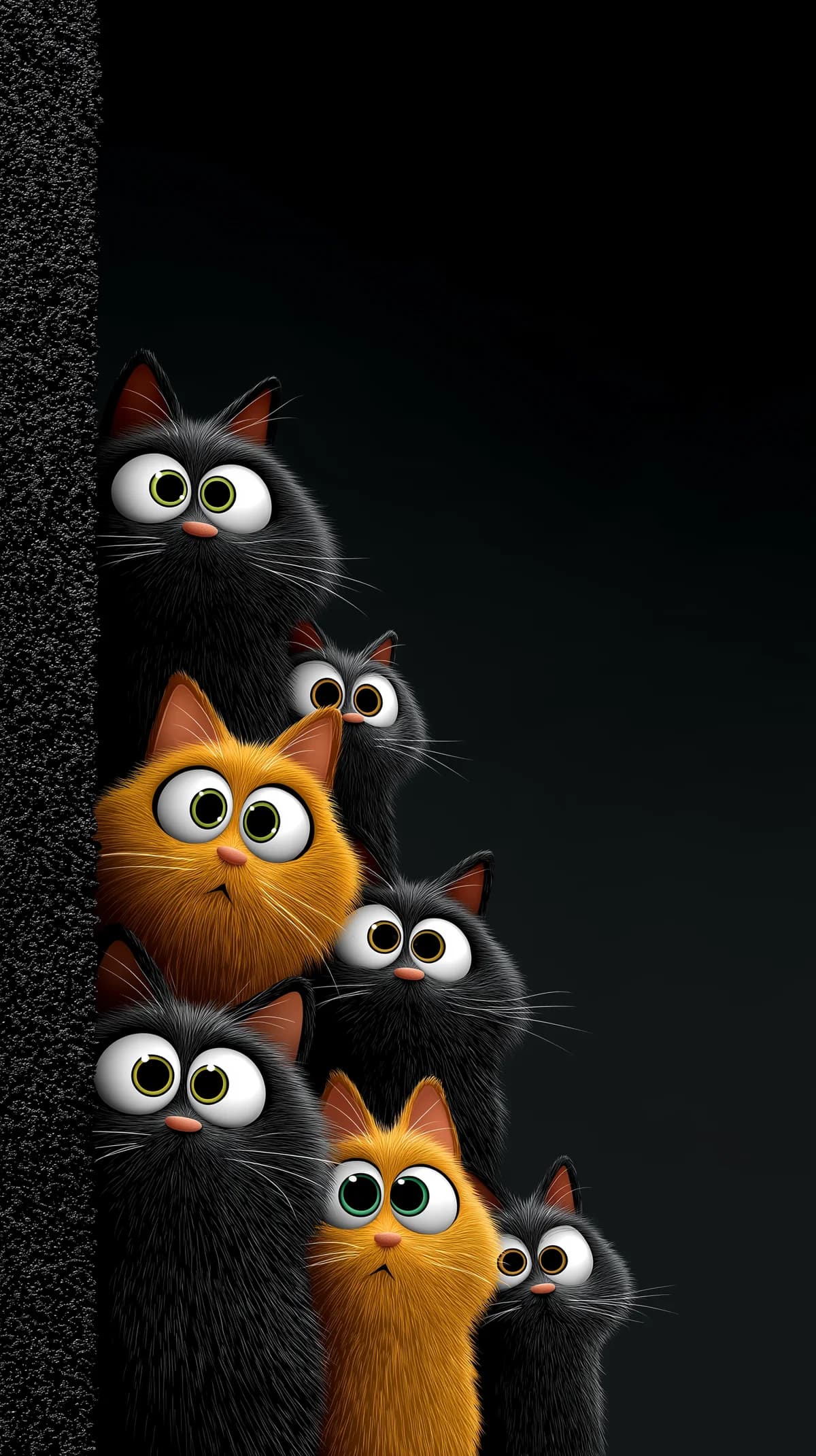 Cute Fluffy Cats Peeking Wallpaper 4K Black Background wallpaper - Cat Wallpapers | Picmaze