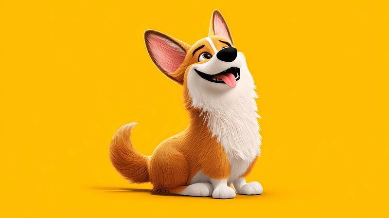 Happy Cartoon Corgi Desktop Wallpaper – Cute Smiling Dog Yellow Background 4K - pc wallpapers desktop Wallpaper | Picmaze