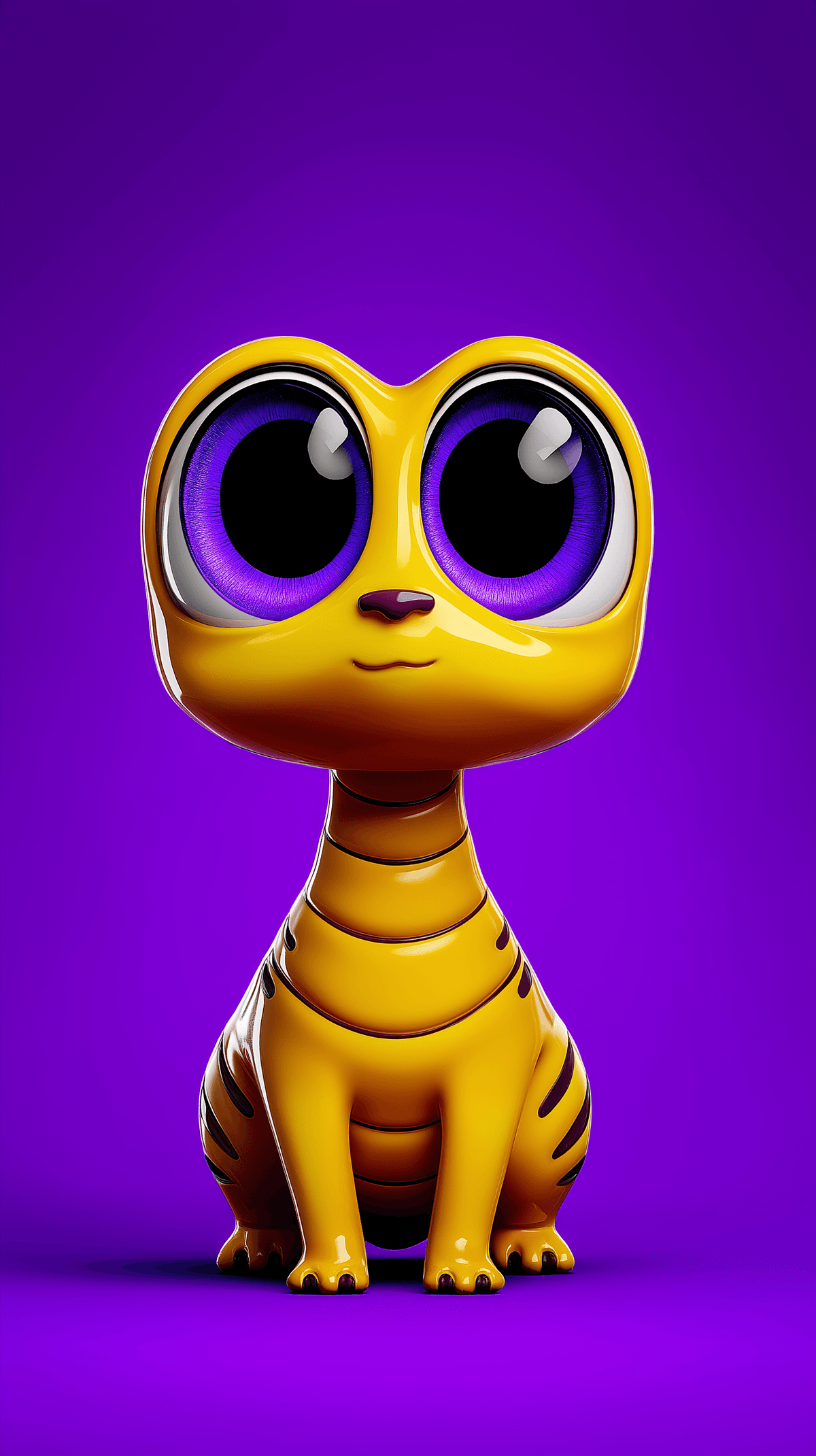 Cute Cartoon Cat Wallpaper with Big Purple Eyes HD wallpaper - Mobile | Picmaze