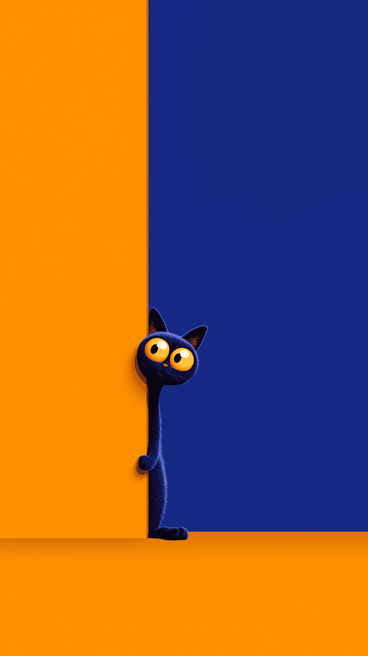 Cute Curious Cat Peeking Wallpaper – Blue Cat Orange Minimal Background Android wallpaper - Cat Wallpapers | Picmaze
