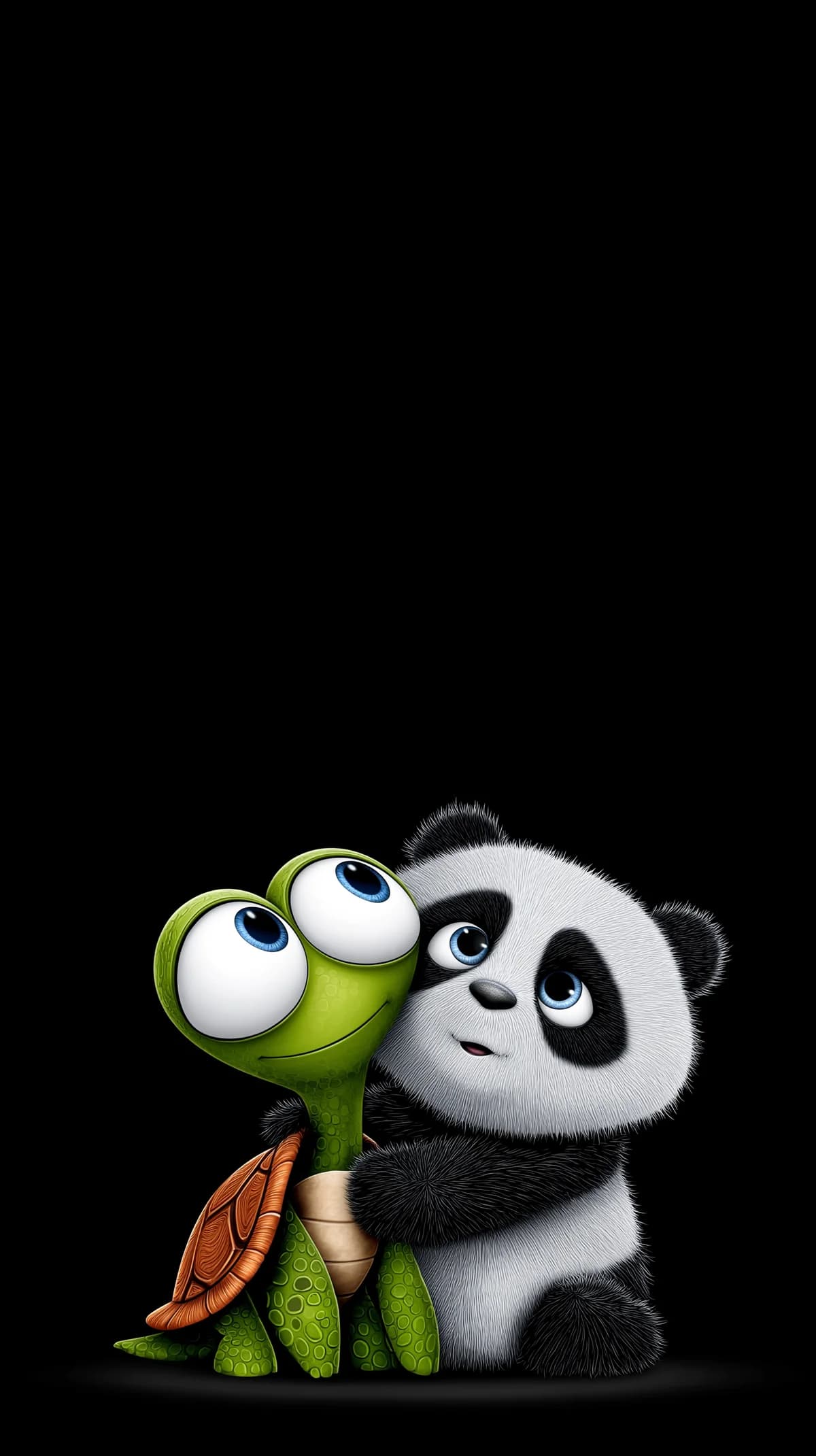 Cute Panda and Turtle 3D Wallpaper on Black Background wallpaper - 3D Wallpaper | Picmaze
