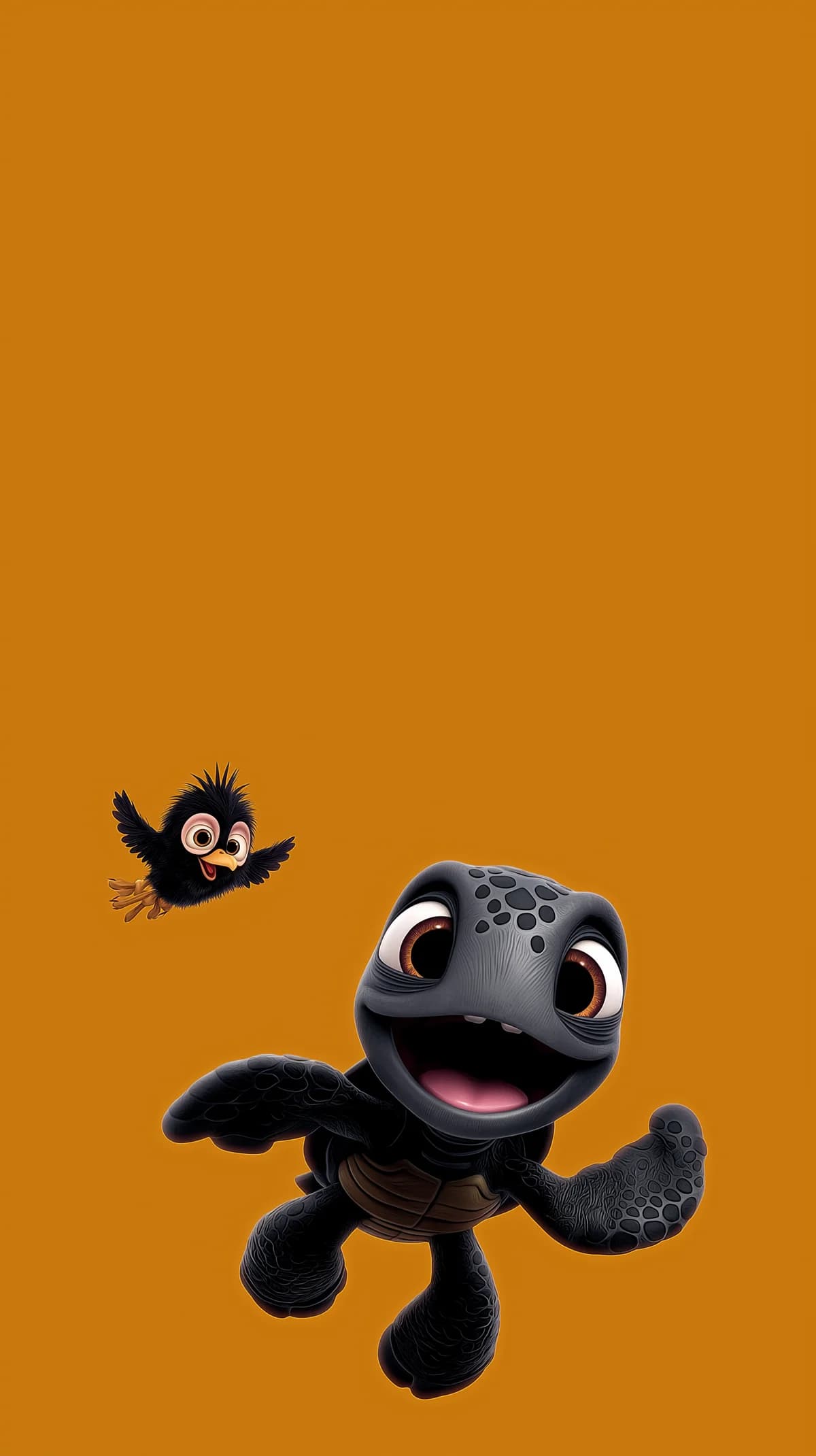 Cute Baby Turtle Cartoon Wallpaper with Orange Background wallpaper - Turtle | Picmaze