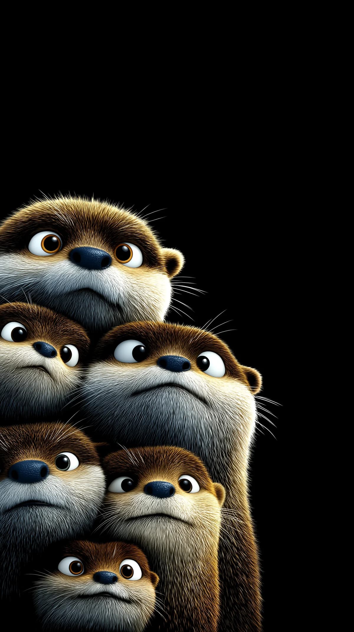 Cute 3D Otters Stack Wallpaper Black Background HD wallpaper - Otters | Picmaze