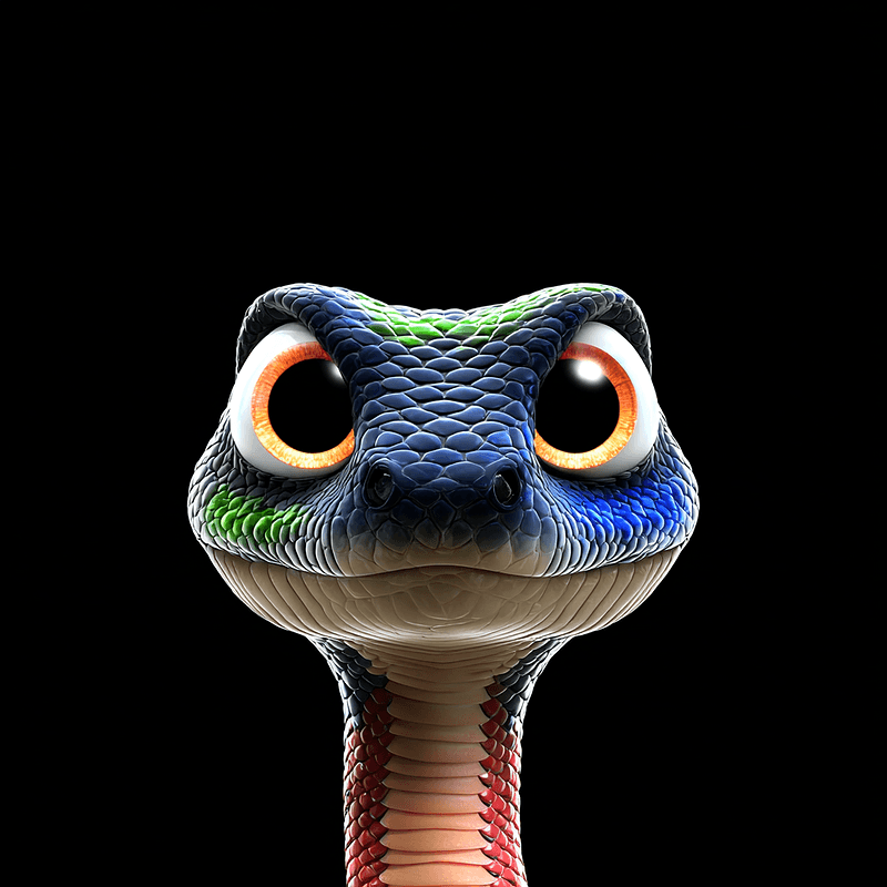 Cute Big-Eyed Colorful Snake 4K Cartoon Profile Picture profile picture