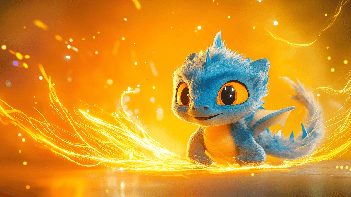 Cute Blue Baby Dragon 4K Wallpaper – Magical Fantasy Creature Glowing Fire Background wallpaper - pc wallpapers | Picmaze