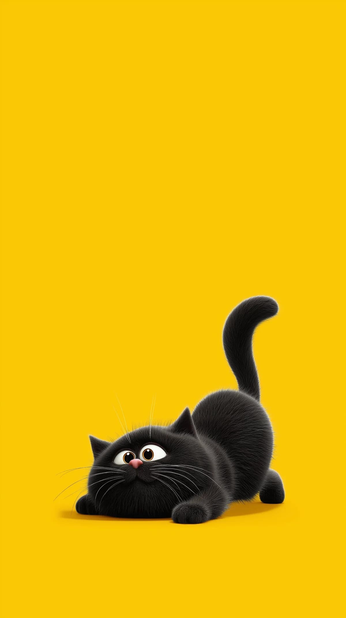 Playful Black Cat Stretch Pose Yellow Aesthetic Wallpaper wallpaper - Cat Wallpapers | Picmaze