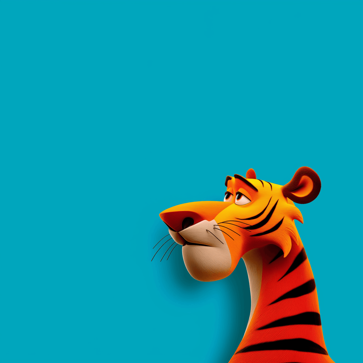 Cute Cartoon Tiger Wallpaper – Funny Big‑Eyes Orange Tiger Cyan Background wallpaper - profile-pictures | Picmaze