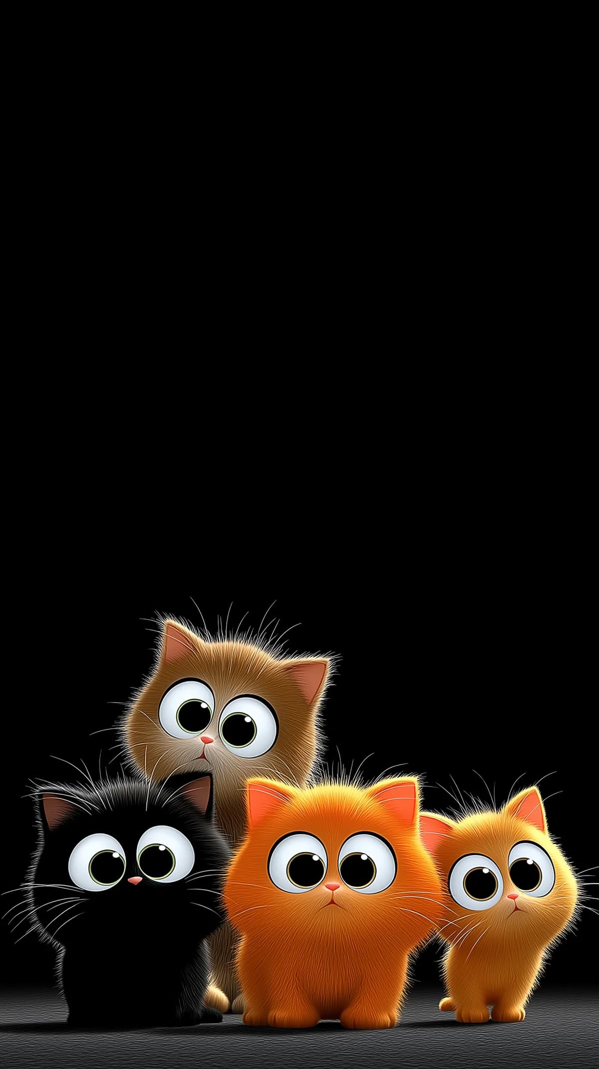 Cute Cartoon Kittens Wallpaper 4K on Black Background wallpaper - Cat Wallpapers | Picmaze