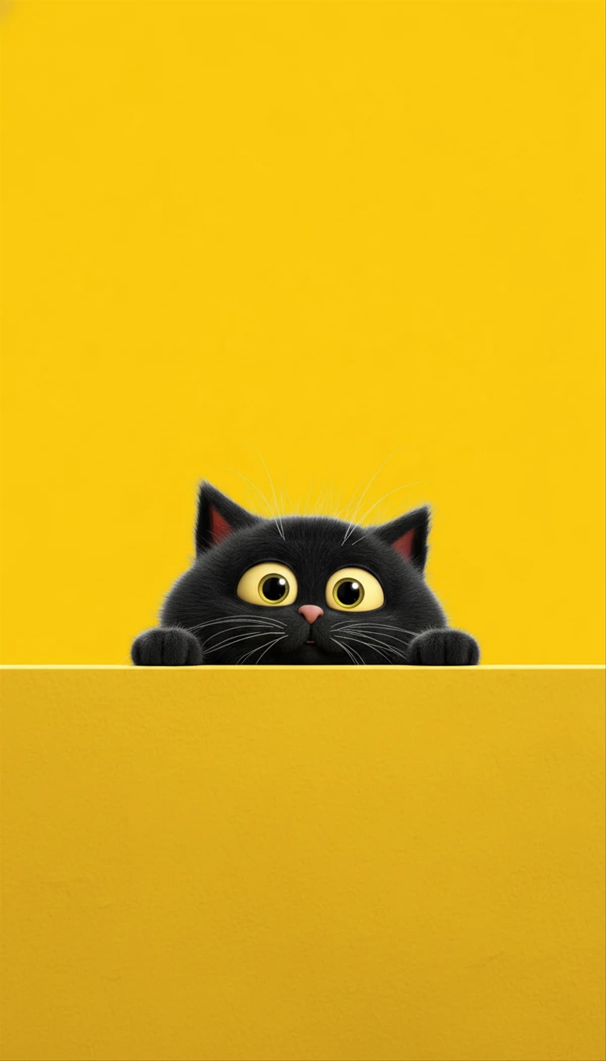 Cute Black Cat Peeking Over Edge Yellow 4K Wallpaper wallpaper - Cat Wallpapers | Picmaze