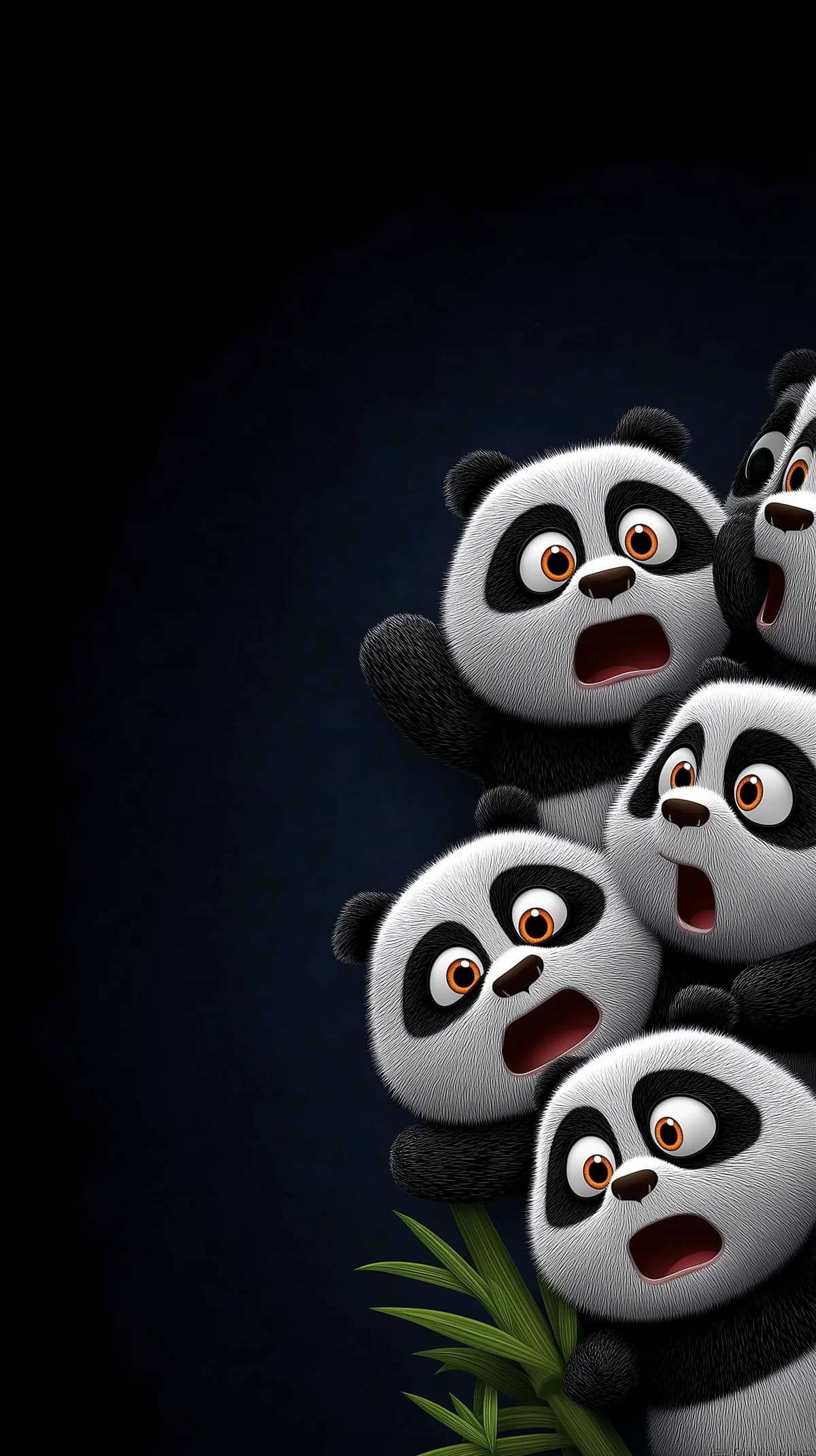 Surprised Panda Crew Dark Blue Glow Minimal Wallpaper wallpaper - Panda Wallpapers | Picmaze