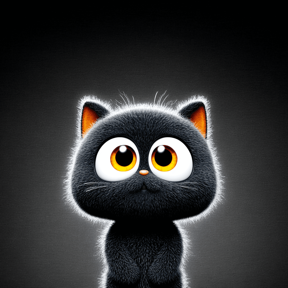 Cute Big-Eyed Black Kitten 4K Cartoon Profile Picture wallpaper - profile-pictures | Picmaze