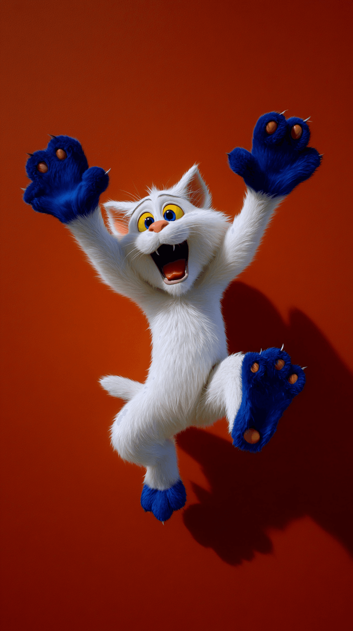 Funny Jumping White Kitten Wallpaper 4K Red Background wallpaper - Cat Wallpapers | Picmaze