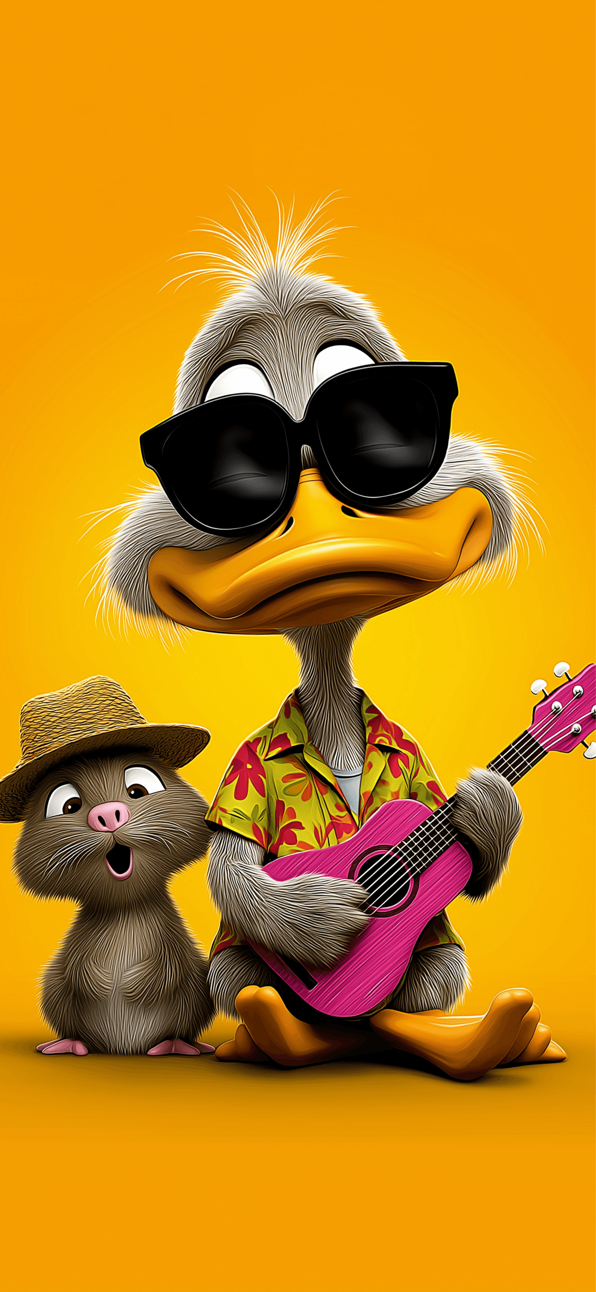Cool Cartoon Duck Playing Guitar 3D Wallpaper wallpaper - ios wallpapers | Picmaze