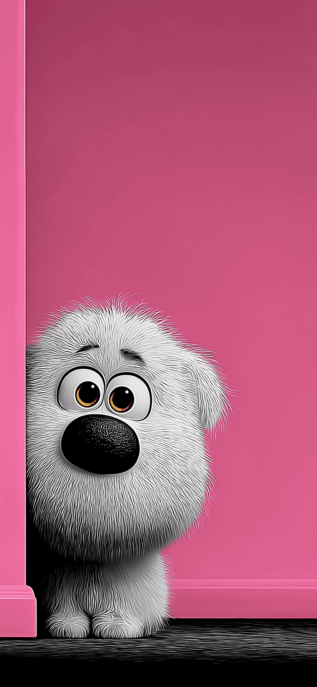 Cute Shy Puppy Peeking Pink Aesthetic 3D Wallpaper 4K wallpaper - ios wallpapers | Picmaze