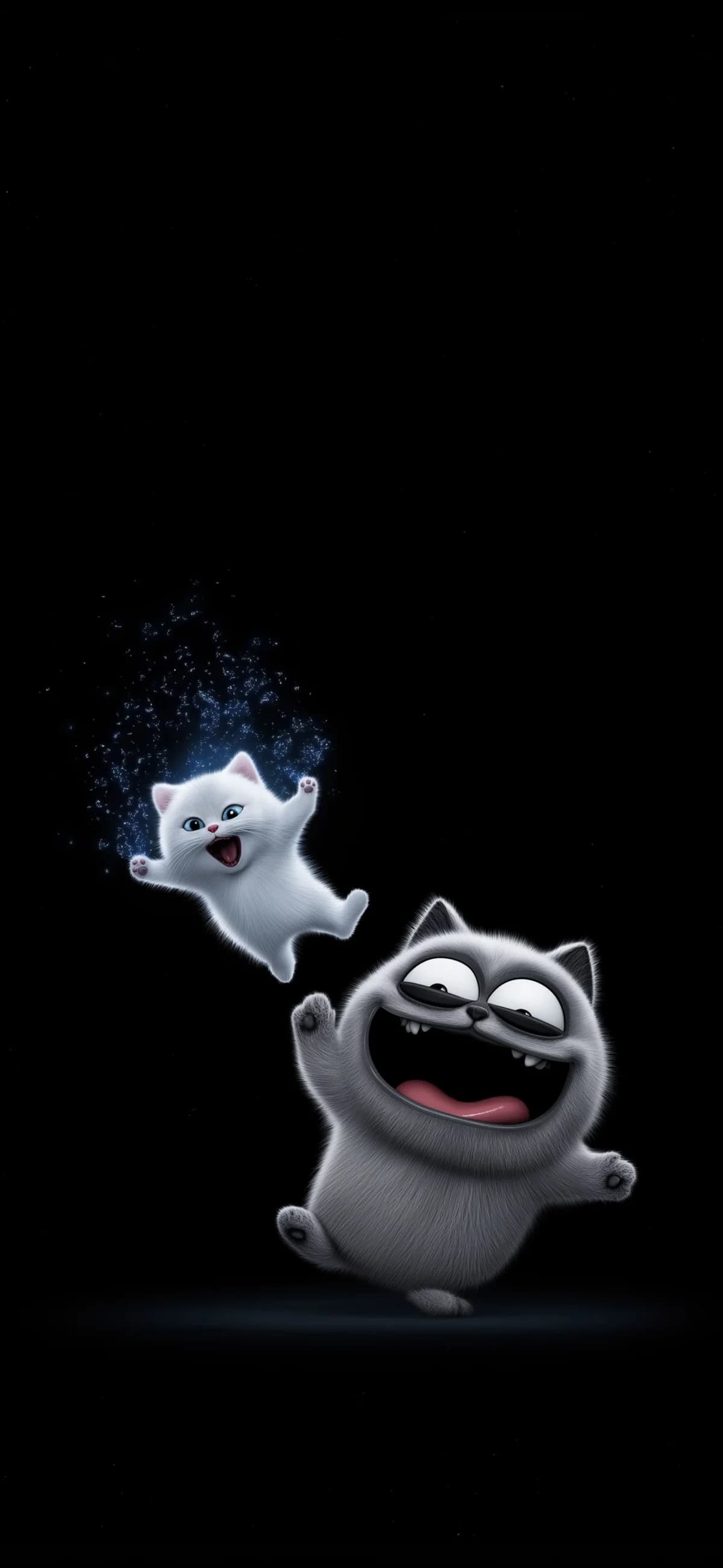 Cute Cats Dark Aesthetic 4K Cartoon iPhone Wallpaper wallpaper - ios wallpapers | Picmaze
