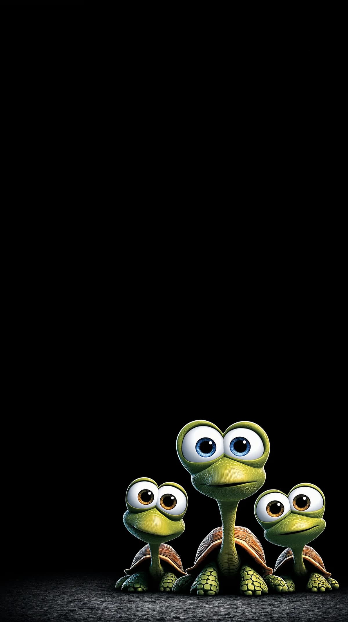 Cute Turtle Trio Wallpaper 4K Minimal Dark Background wallpaper - Turtle | Picmaze