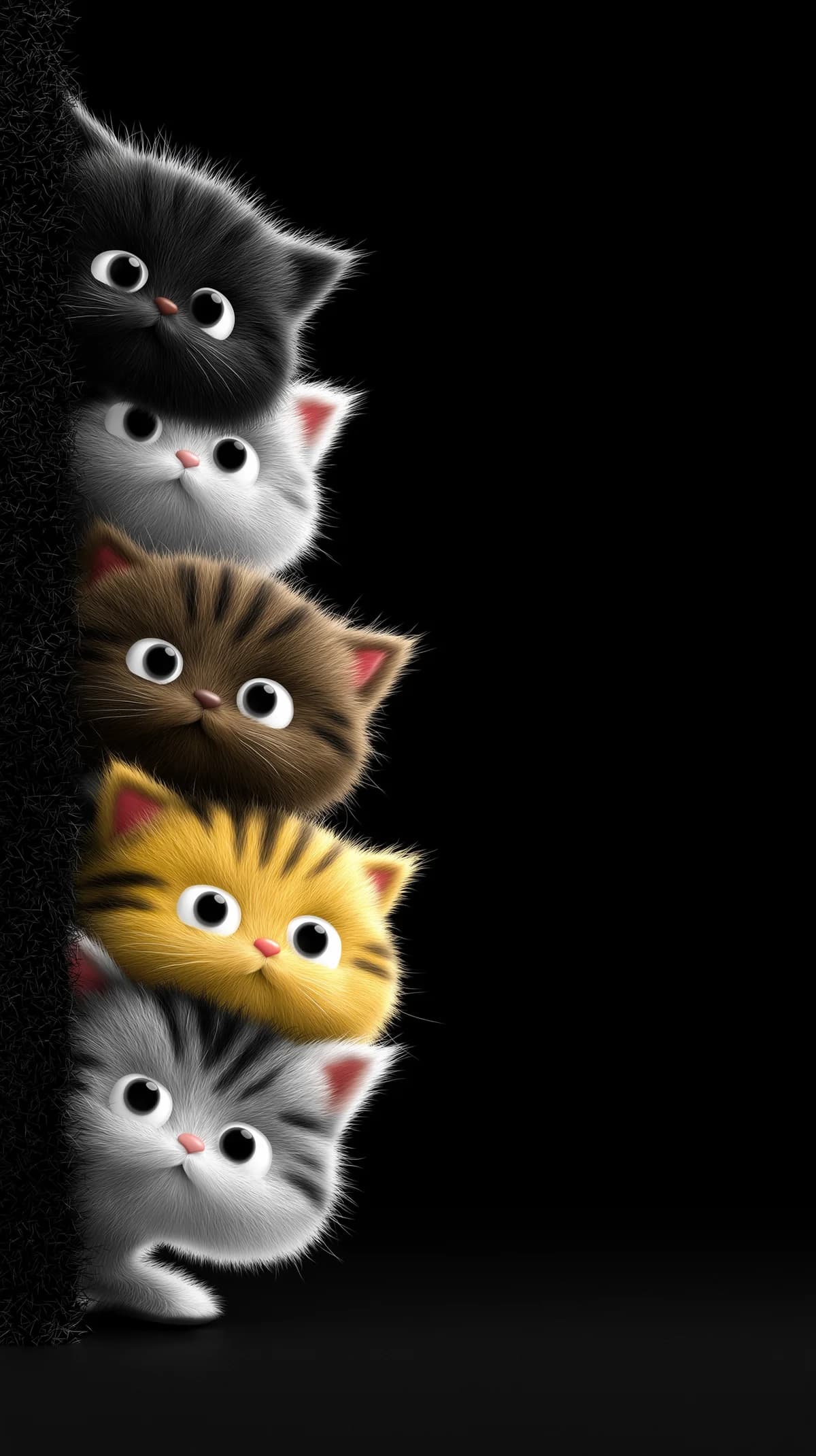 Cute Cartoon Kittens Peeking Minimal Black Phone Wallpaper wallpaper - Cat Wallpapers | Picmaze