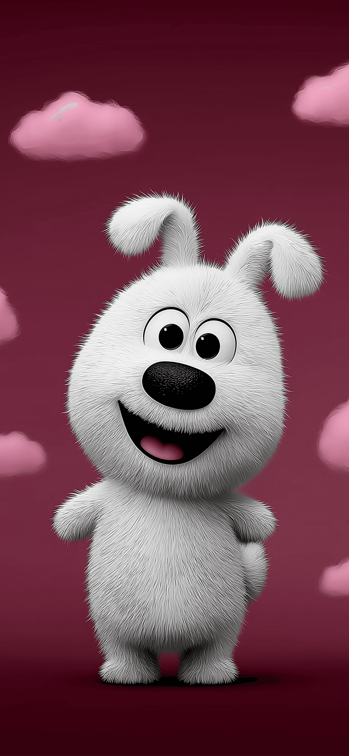 Cute White Cartoon Puppy 3D Wallpaper with Pink Sky 4K wallpaper - ios wallpapers | Picmaze