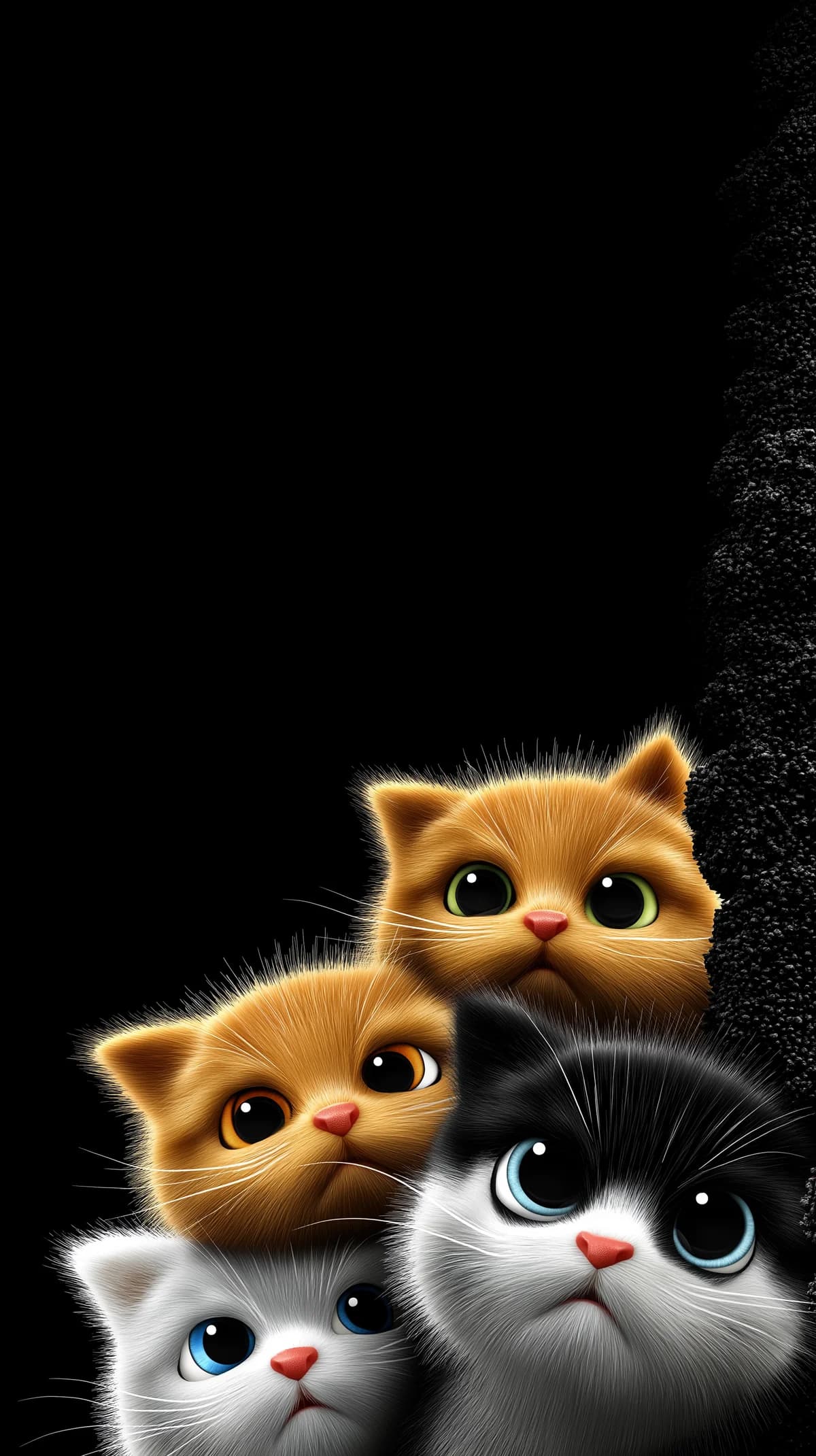 Curious Kittens Peeking Behind Edge Dark Cute Wallpaper wallpaper - Cat Wallpapers | Picmaze