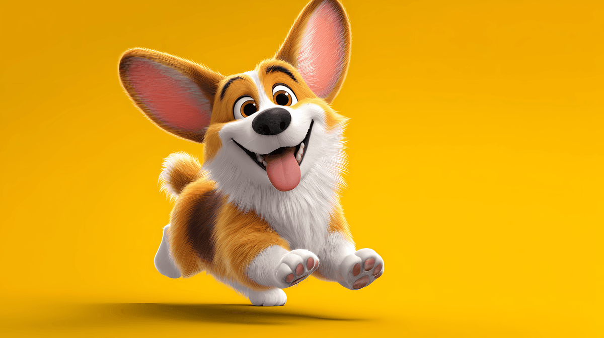 Jumping Corgi Puppy Desktop Wallpaper – Cute Cartoon Dog Yellow Background 4K wallpaper - pc wallpapers | Picmaze