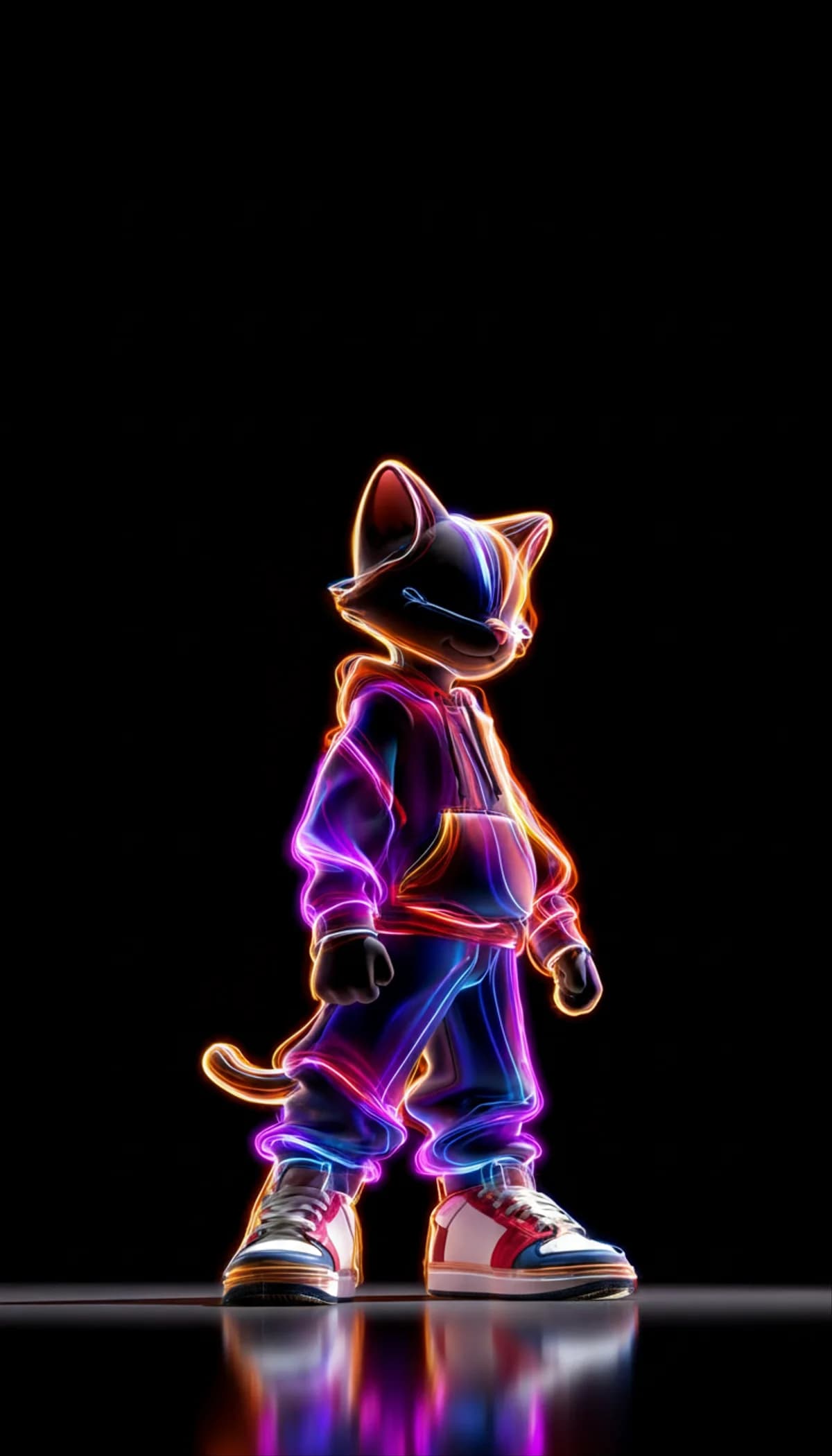 Colorful Neon Cat 3D Wallpaper with Vibrant Glow Art wallpaper - neon style | Picmaze