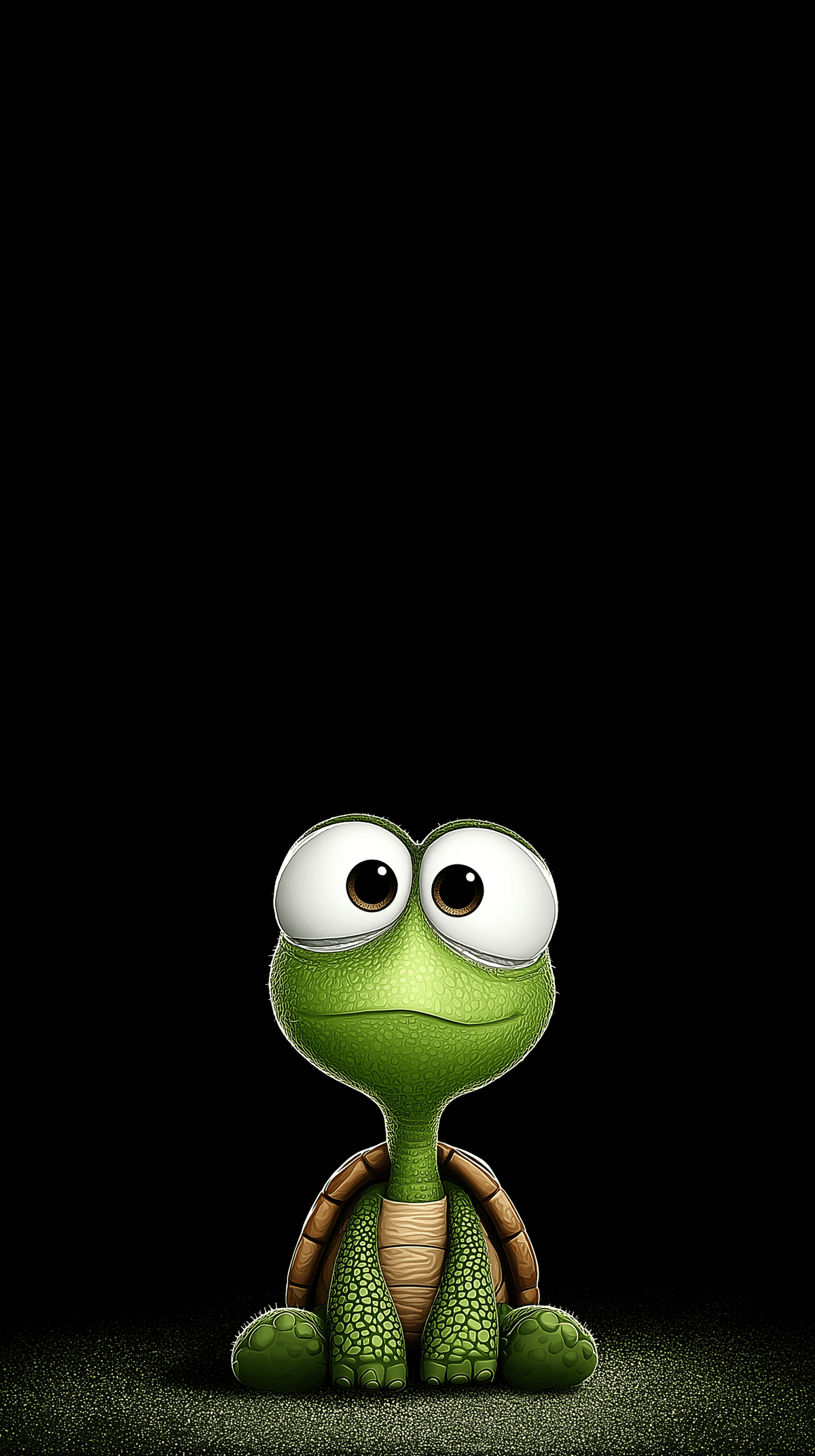 Cute Baby Turtle Sitting Android Wallpaper – Big Eyes Cartoon Turtle Minimal Dark Background wallpaper - Turtle | Picmaze