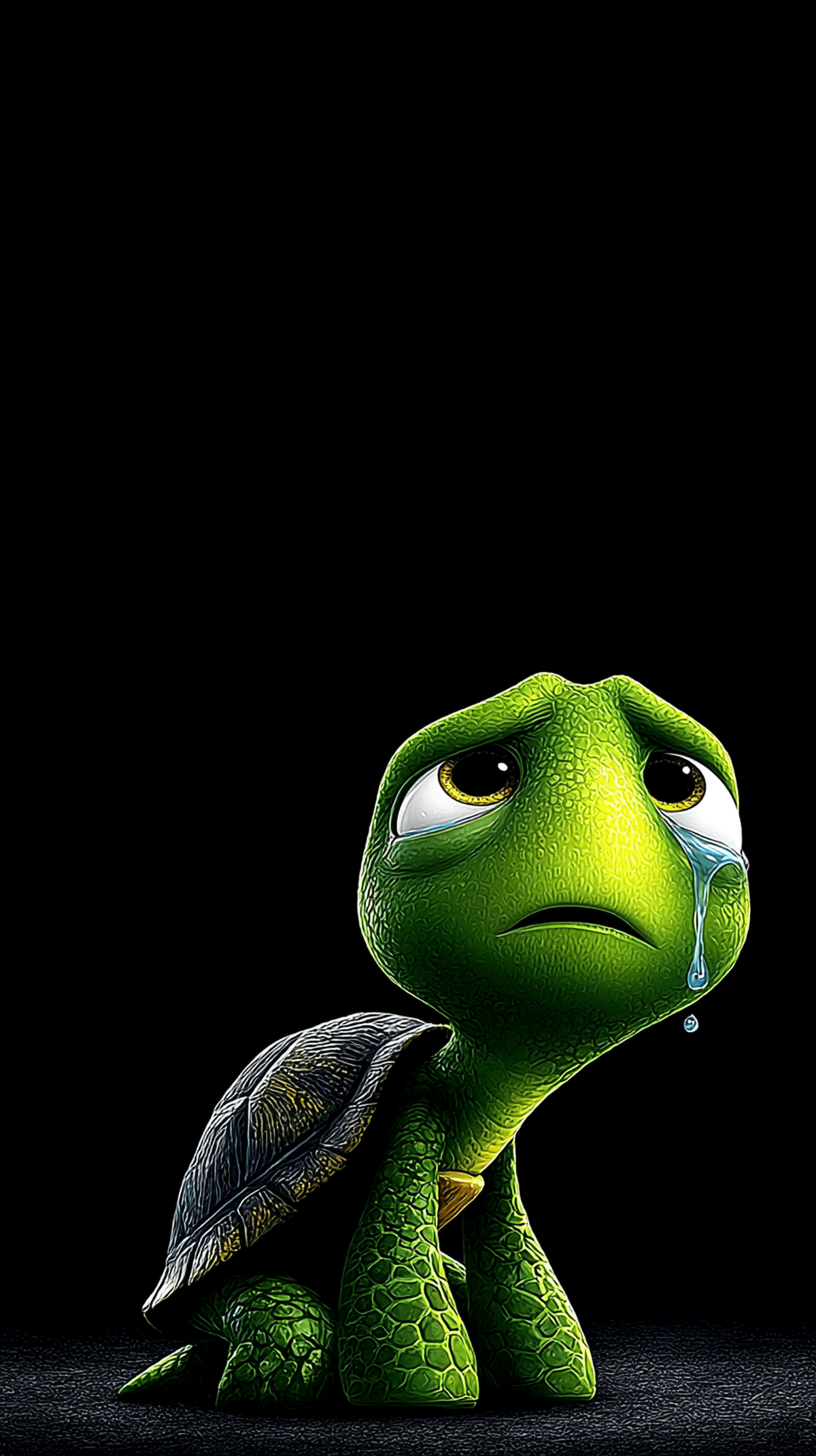 Sad Crying Turtle Side View Android Wallpaper – Emotional Cartoon Turtle Minimal Dark Background wallpaper - Turtle | Picmaze