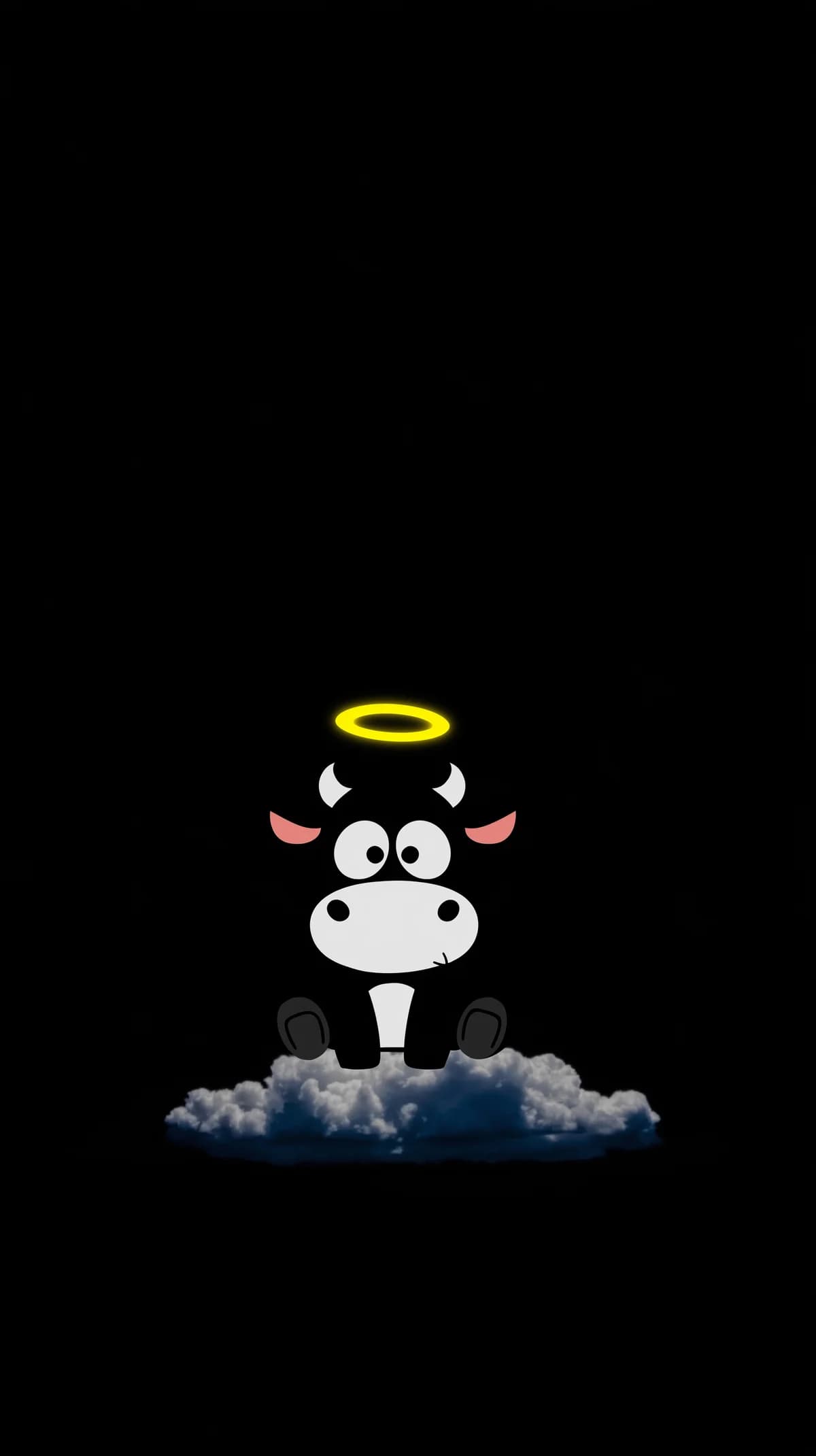Minimal Angel Cow Wallpaper with Halo on Dark Background wallpaper - cow | Picmaze