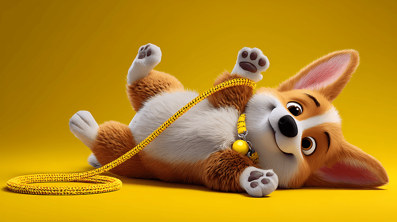 Cute Corgi Puppy Android Wallpaper – Playful 3D Cartoon Dog Yellow Background - pc wallpapers desktop Wallpaper | Picmaze