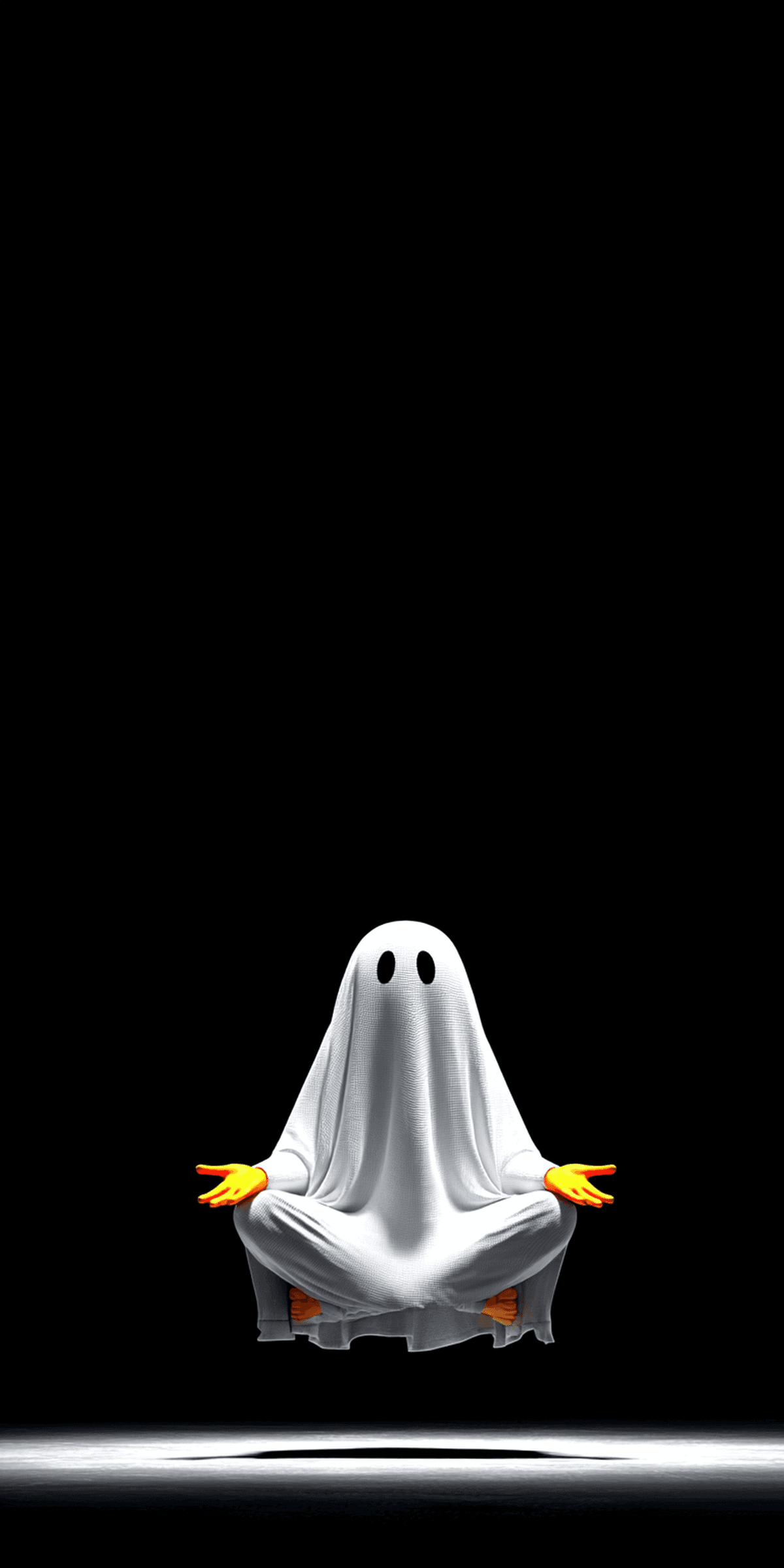 Cute Floating Ghost Meditation Wallpaper – Minimal Funny Ghost Black Background wallpaper - ghost | Picmaze