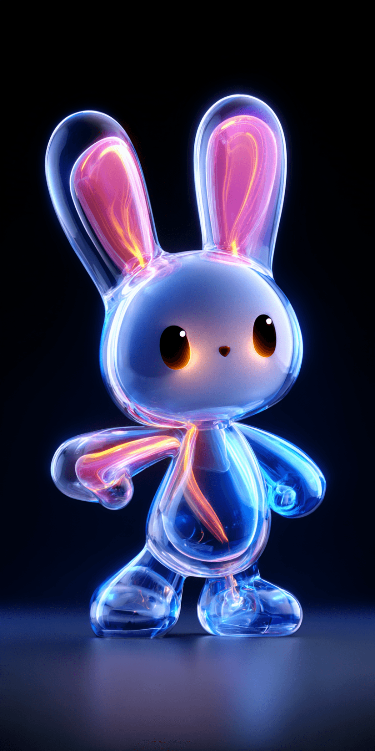 Cute Neon Glass Bunny iPhone Wallpaper – Dark Aesthetic iOS Background wallpaper - ios wallpapers | Picmaze