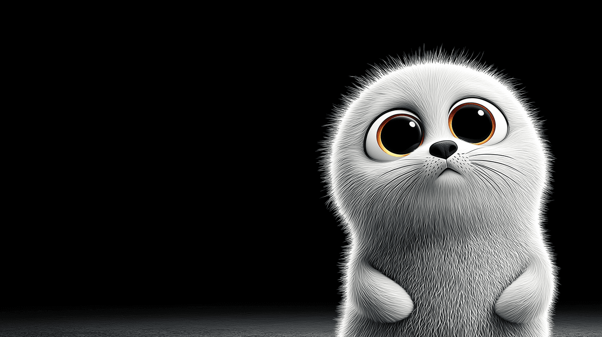 Cute White Seal Cartoon 4K Dark Aesthetic Wallpaper wallpaper - Desktop Wallpapers  | Picmaze