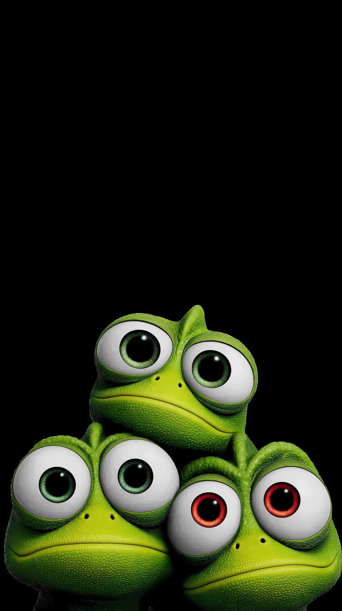 Cute Chameleon Trio Close-Up Big Eyes Dark Wallpaper wallpaper - Chameleons | Picmaze