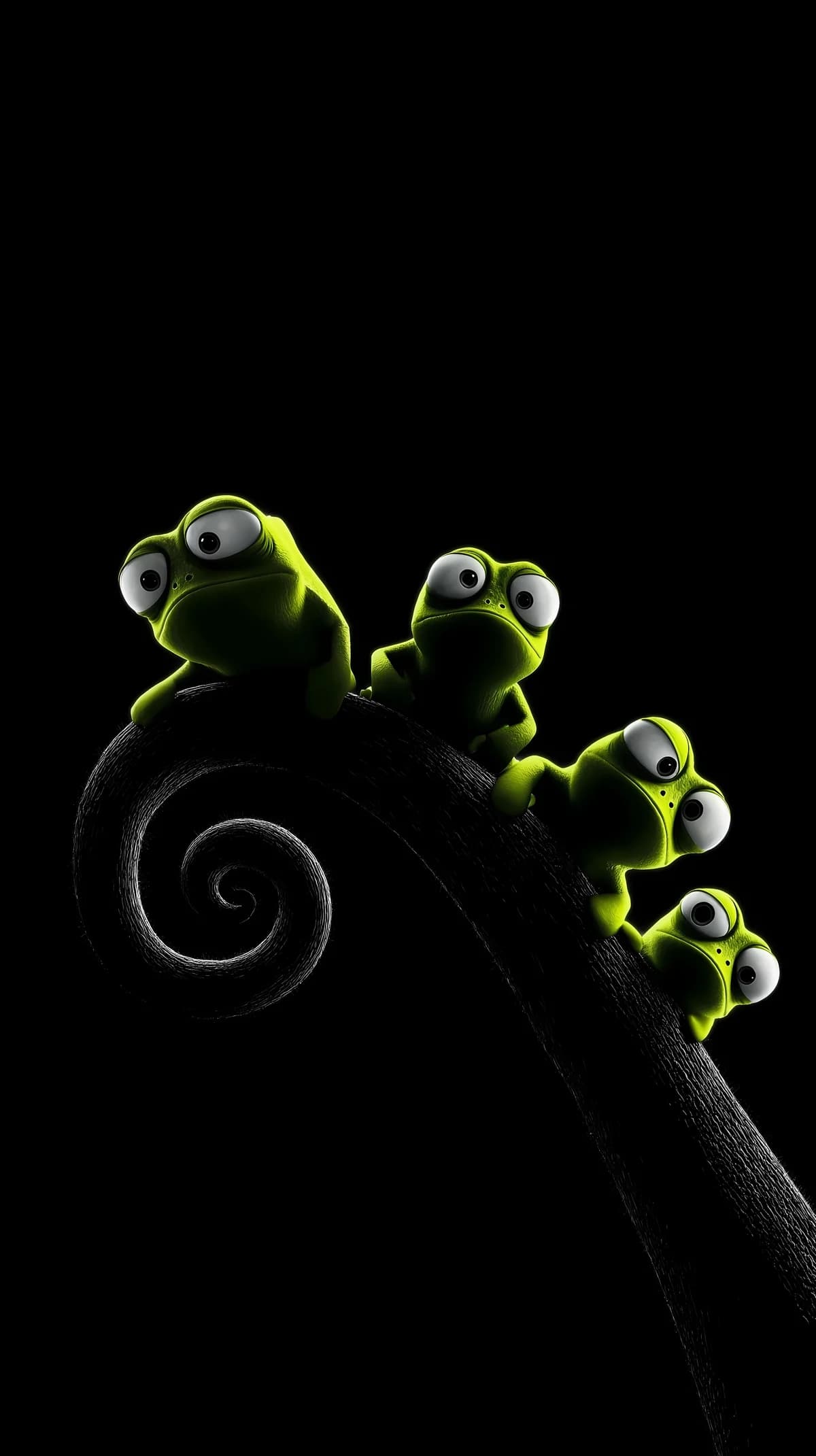 Cute Chameleons on Curved Branch Minimal Dark Wallpaper wallpaper - Chameleons | Picmaze