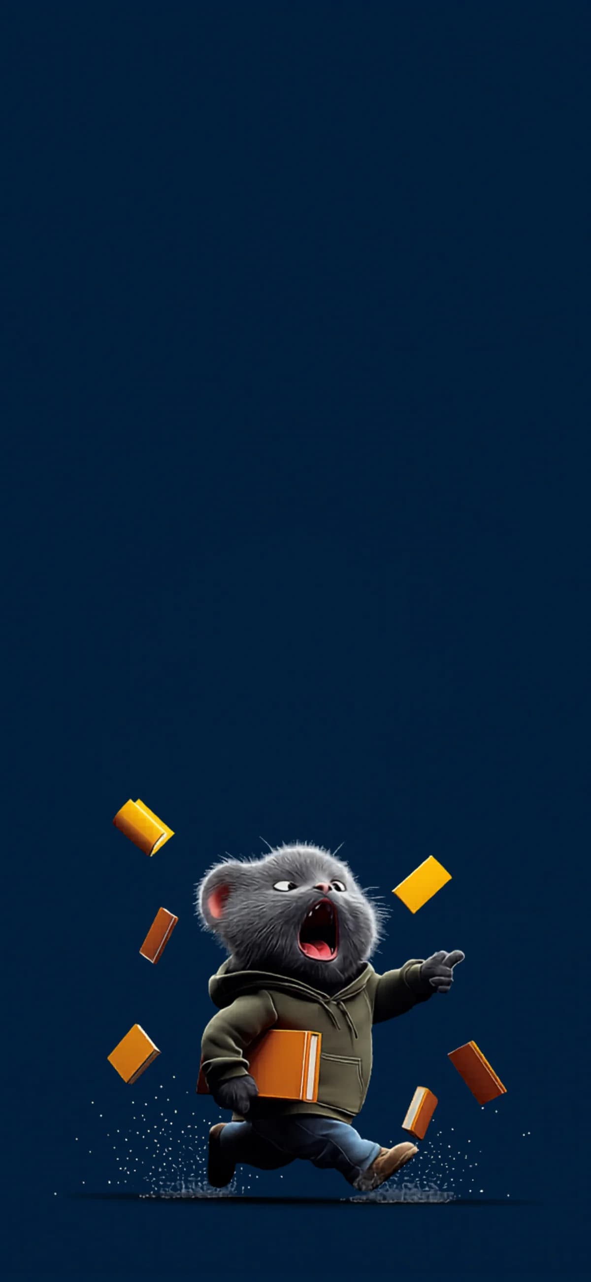 Cute Running Cat with Books 3D Cartoon iPhone Wallpaper wallpaper - ios wallpapers | Picmaze