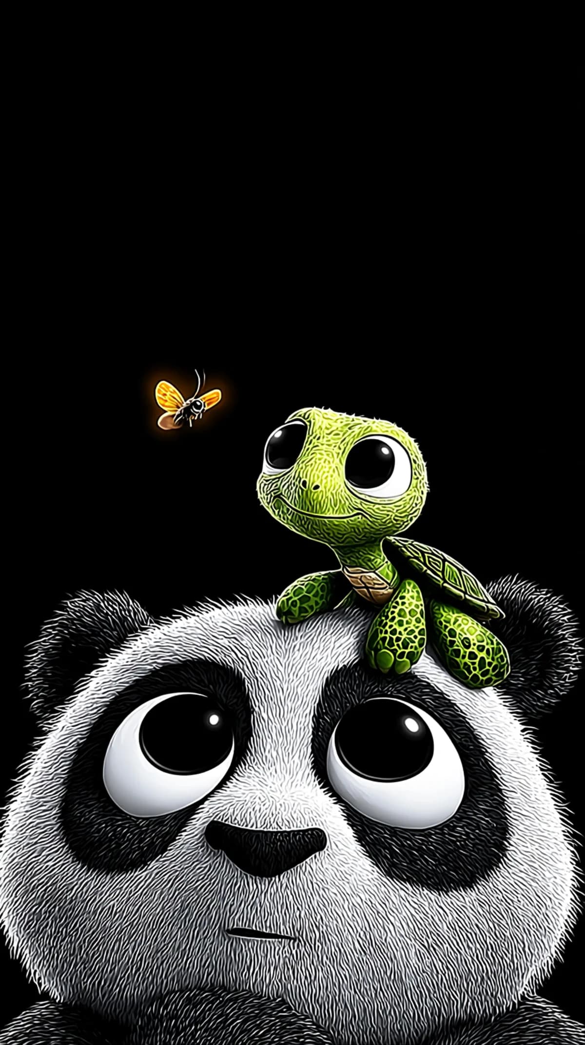 Cute Panda with Turtle and Firefly 3D Cartoon Wallpaper wallpaper - 3D Wallpaper | Picmaze
