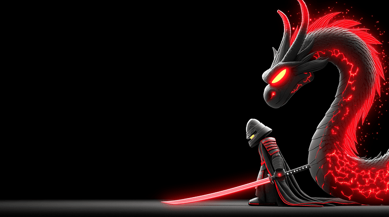 Dark Dragon and Samurai Warrior Red Neon 4K Wallpaper - Fantasy Wallpaper desktop Wallpaper | Picmaze