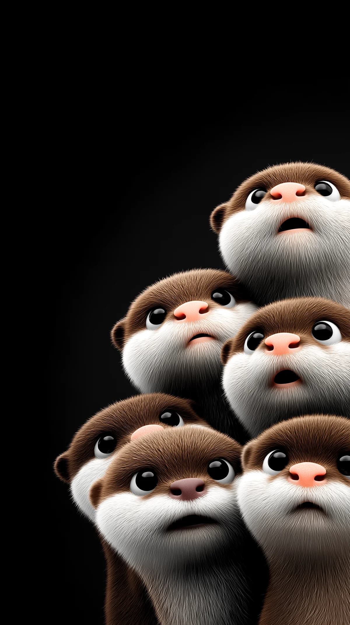 Cute 3D Otter Faces Wallpaper Black Background 4K wallpaper - Otters | Picmaze