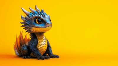 Colorful Cute Baby Dragon 4K Wallpaper – Fantasy Character Yellow Background - Minimalist Wallpapers desktop Wallpaper | Picmaze
