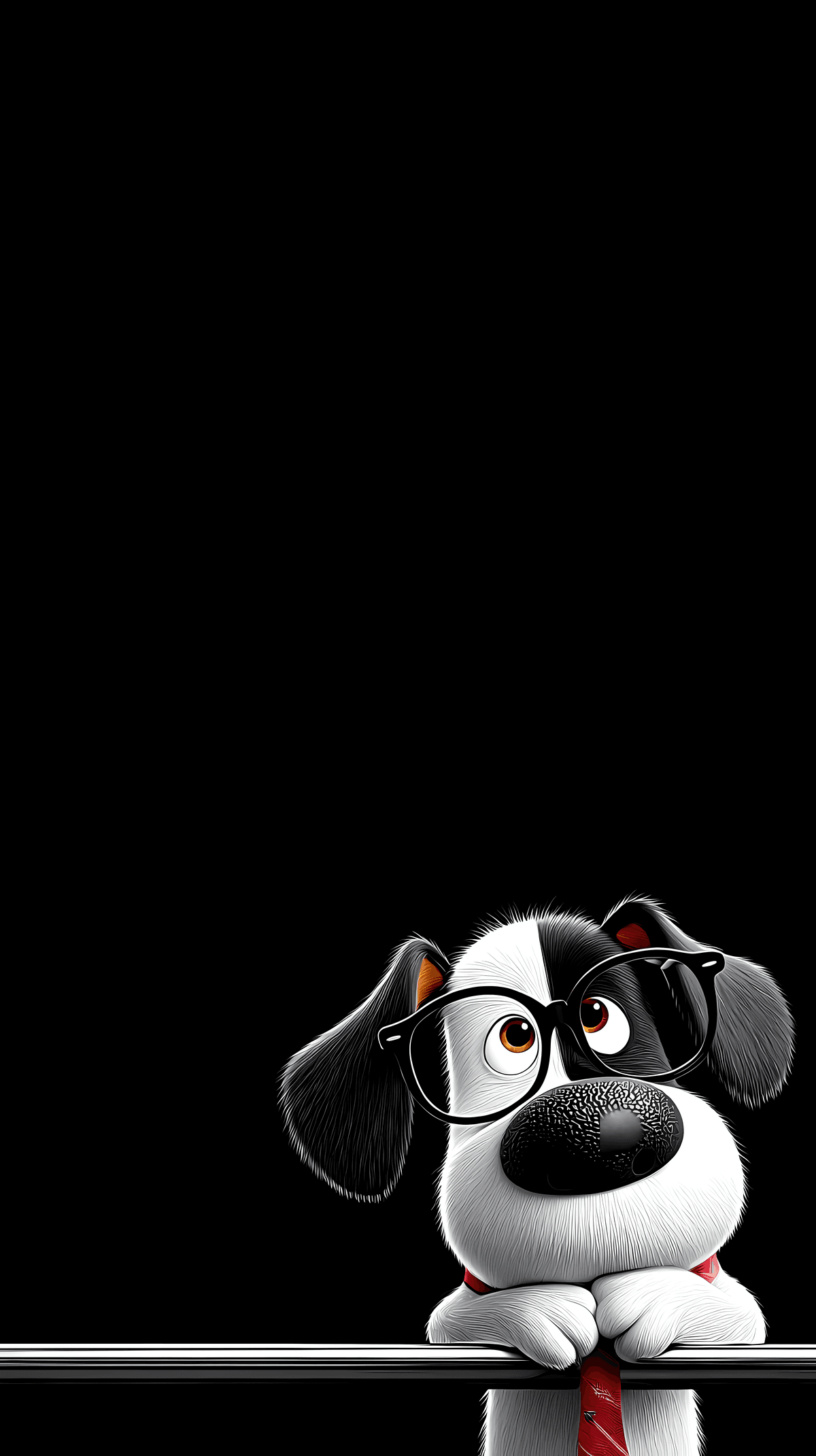 Cute Cartoon Dog with Glasses and Tie – Minimal Dark 4K Wallpaper wallpaper - Dogs wallpaper | Picmaze