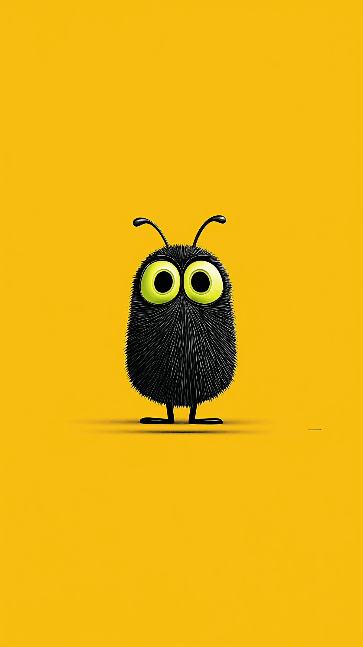 Cute Black Furry Cartoon Bug Wallpaper with Yellow Background wallpaper - Minimalist Wallpapers | Picmaze
