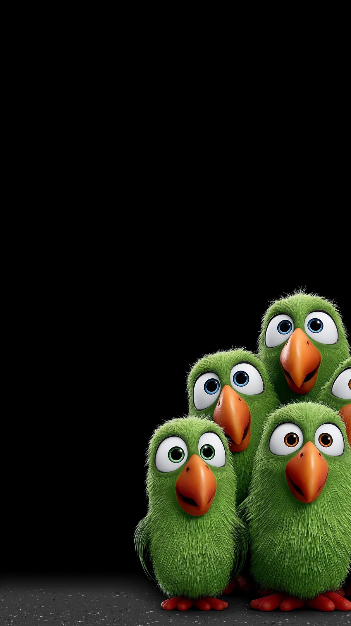 Minimal Cute Green Birds on Black Aesthetic Wallpaper wallpaper - parrots | Picmaze