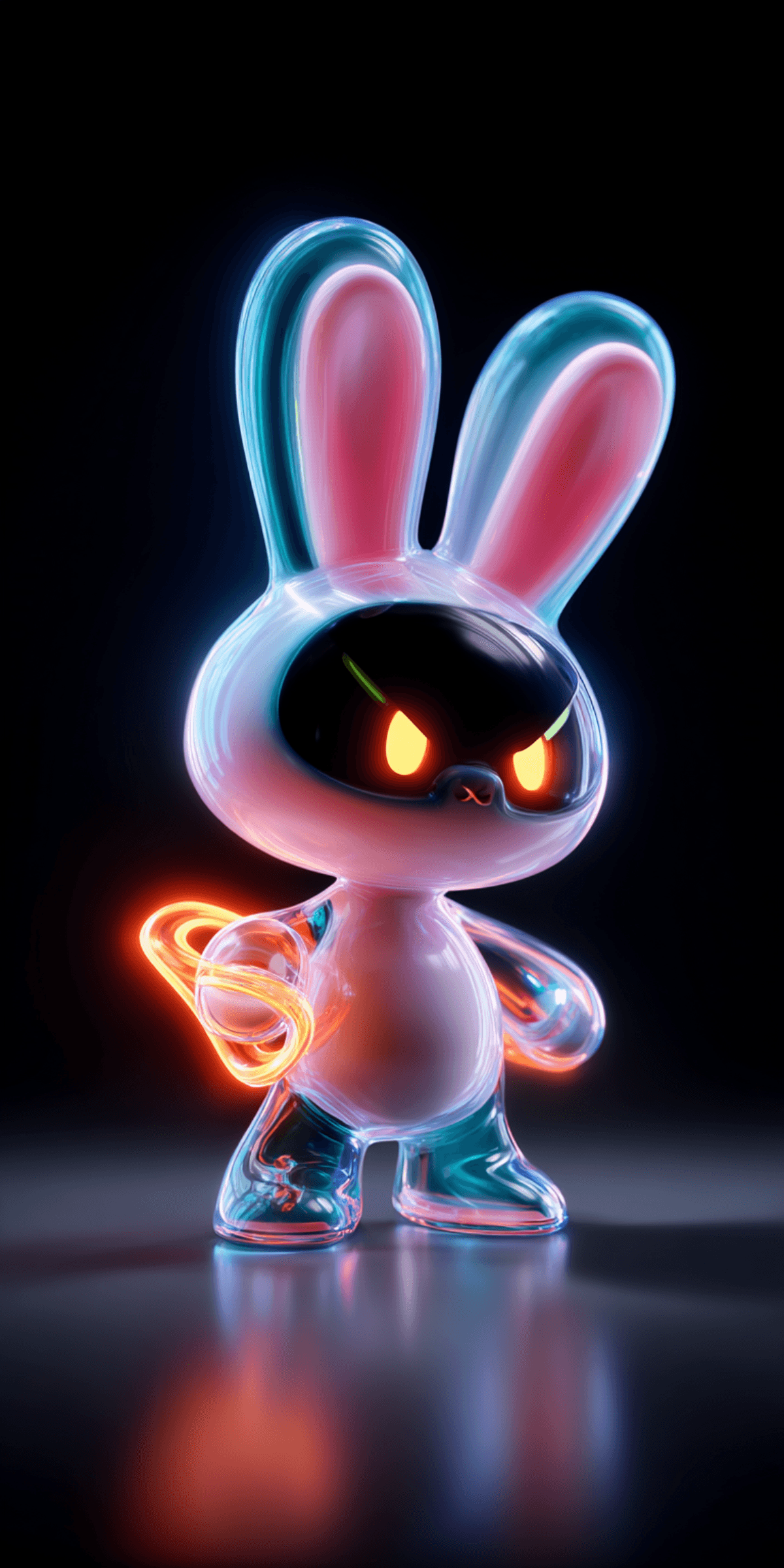 Futuristic Neon Bunny iPhone Wallpaper – Dark Glass Aesthetic iOS Background wallpaper - ios wallpapers | Picmaze