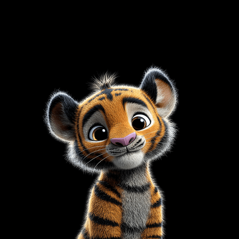 Cute Tiger Cub 4K Cartoon Profile Picture profile picture